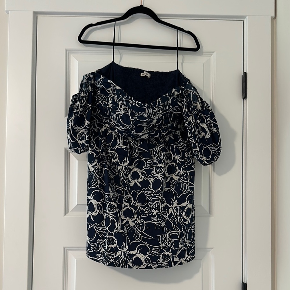 Abercrombie & Fitch Navy Off-Shoulder Floral Strapless Dress - Picture 3 of 5
